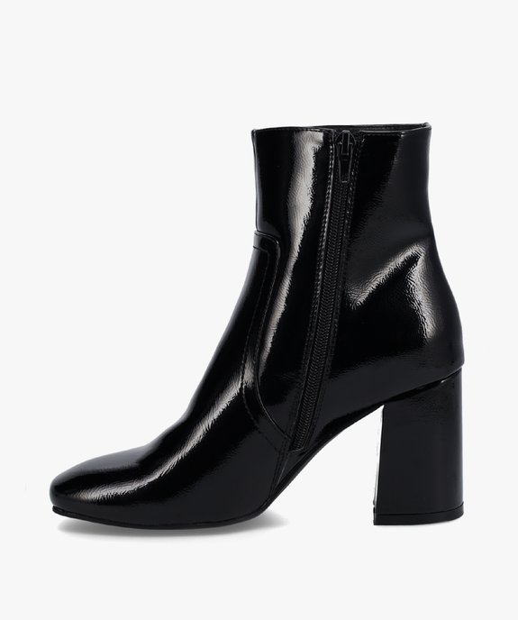 Boots femme unies et vernies à talon carré vue4 - GEMO(URBAIN) - GEMO