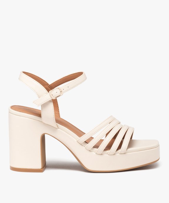 Sandales femme à talon plateforme et bout carré à fines brides vue2 - GEMO(URBAIN) - GEMO