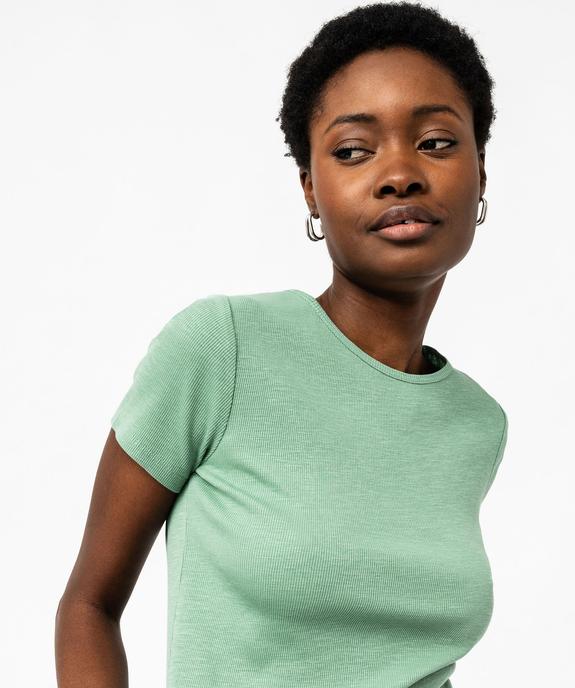 Tee-shirt manches courtes en maille côtelée femme vue2 - GEMO 4G FEMME - GEMO