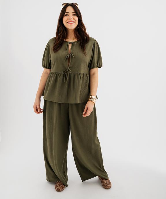 Blouse fluide en maille gaufrée femme grande taille vue1 - GEMO 4G GT - GEMO