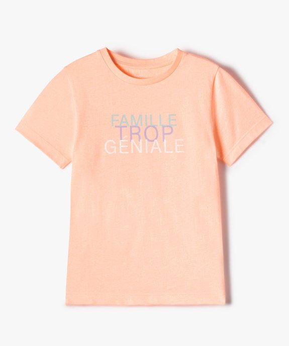 Tee-shirt fille à manches courtes avec inscription pailletée vue1 - GEMO (ENFANT) - GEMO