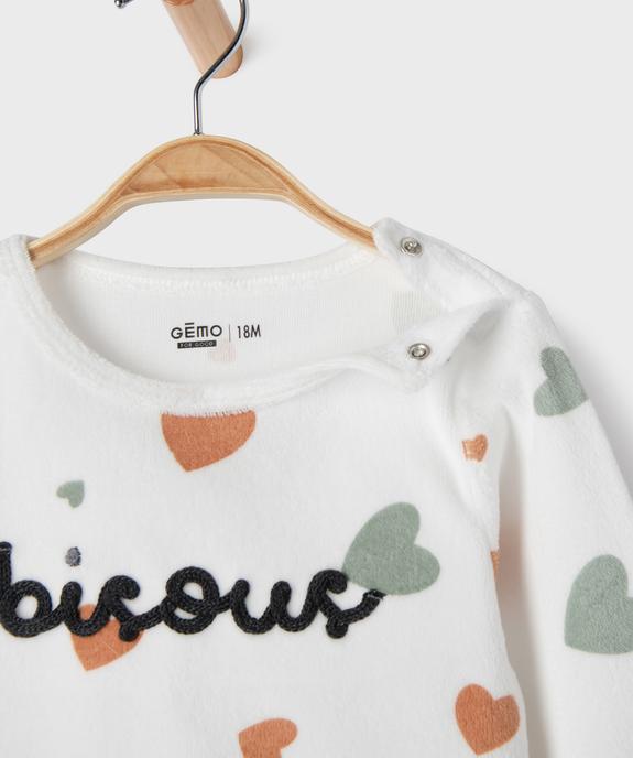 Pyjama 2 pièces en velours à motifs coeurs bébé vue2 - GEMO 4G BEBE - GEMO