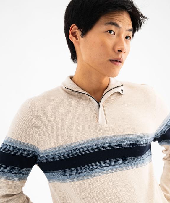 Pull en coton côtelé avec col camionneur homme vue2 - GEMO 4G HOMME - GEMO
