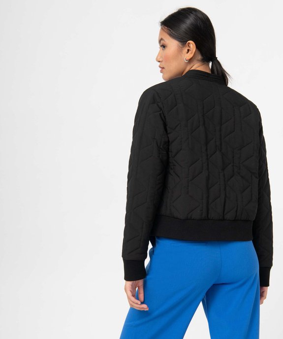 Blouson femme matelassé avec finitions bord-côte vue3 - GEMO 4G FEMME - GEMO