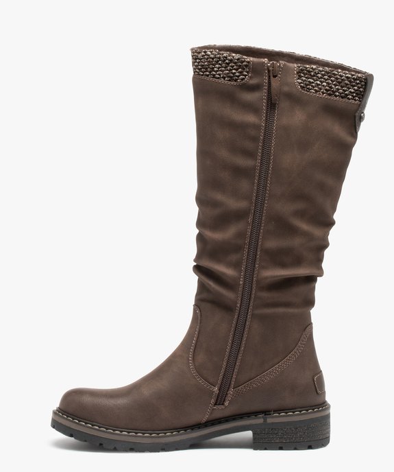 Bottes femme à talon large et col en maille chinée vue4 - GEMO (CASUAL) - GEMO