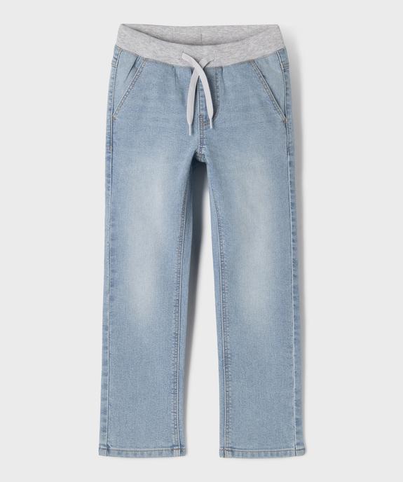 Jean Regular avec taille élastique en bord-côte garçon vue1 - GEMO 4G GARCON - GEMO