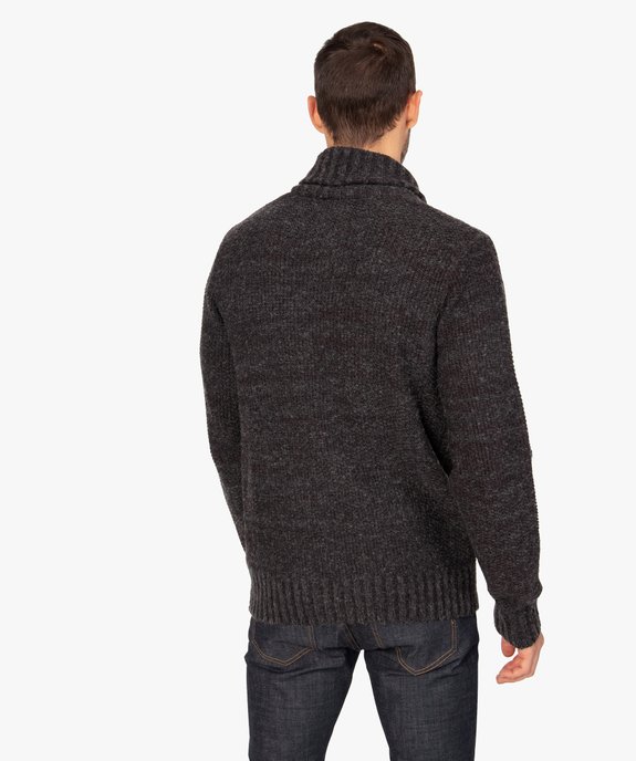Pull homme à col châle contenant du polyester recyclé vue3 - GEMO 4G HOMME - GEMO