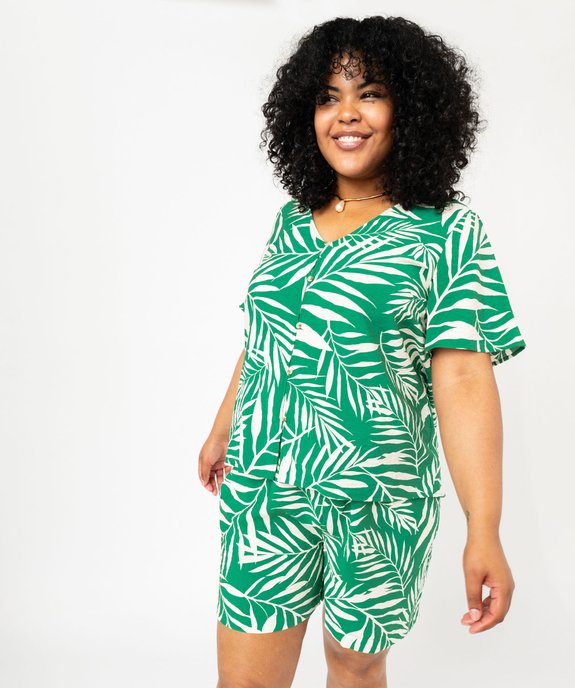 Blouse manches courtes fluide à col V et imprimé femme grande taille vue1 - GEMO (G TAILLE) - GEMO