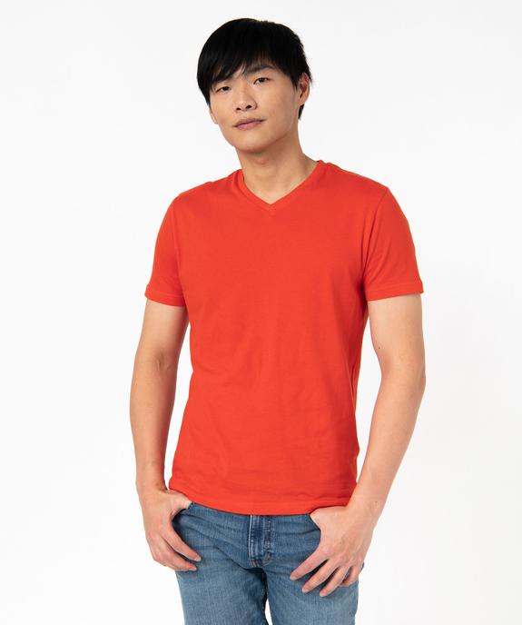 Tee-shirt à manches courtes et col V homme vue1 - GEMO 4G HOMME - GEMO