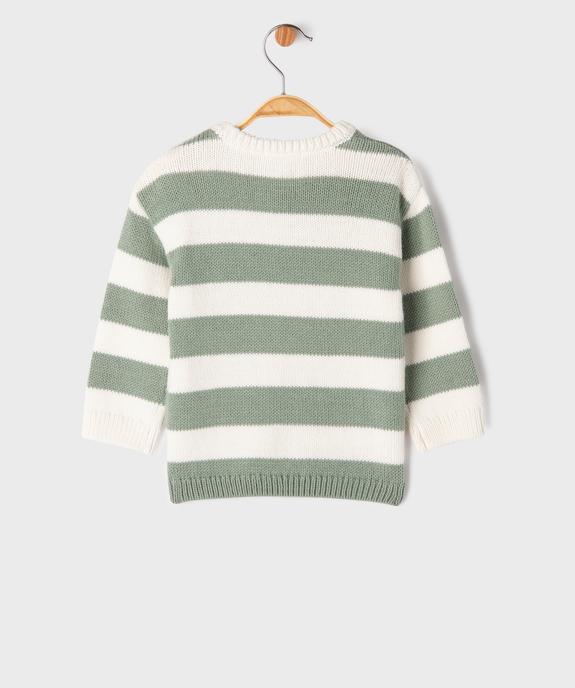 Pull en grosse maille à larges rayures bébé garçon vue6 - GEMO 4G BEBE - GEMO
