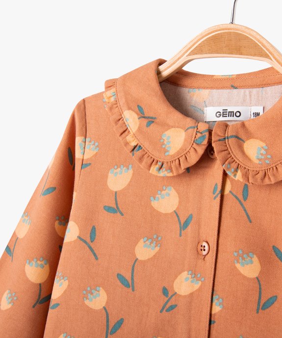 Blouse à manches longues avec col Claudine bébé fille vue2 - GEMO(BEBE DEBT) - GEMO