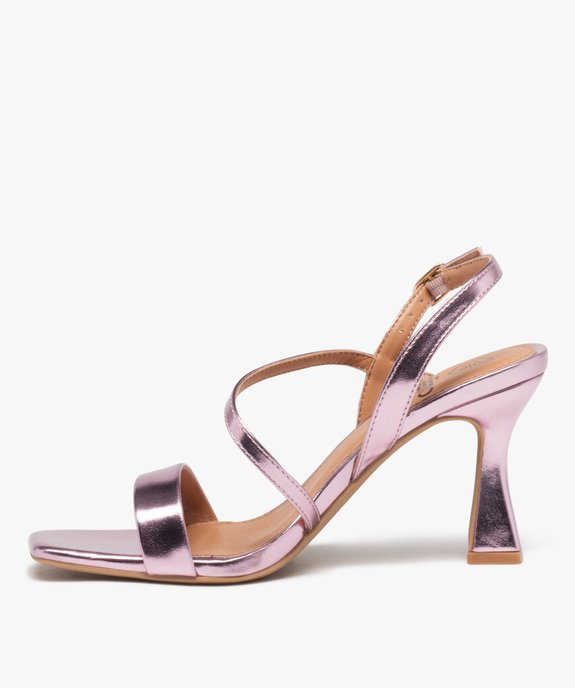 Sandales femme à talon et brides métallisées vue3 - GEMO(URBAIN) - GEMO