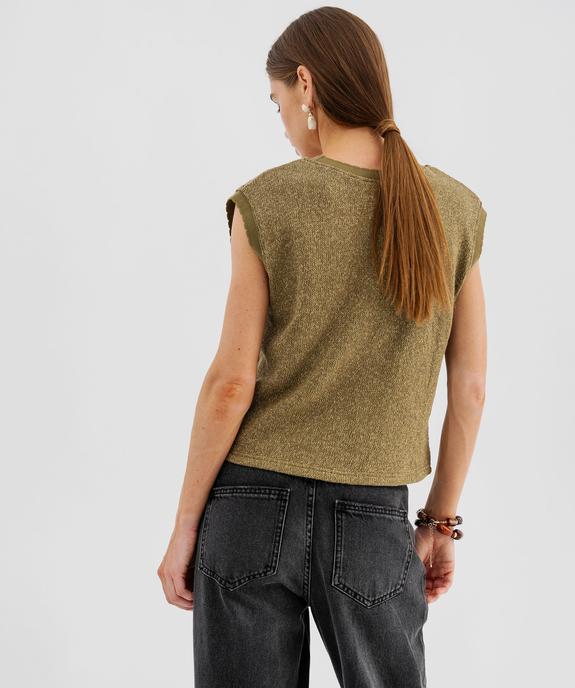 Tee-shirt sans manches en maille tricotée et pailletée femme vue3 - GEMO(FEMME PAP) - GEMO