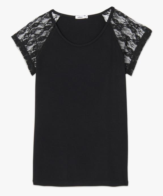 Tee-shirt femme à manches en tulle et dentelle vue4 - GEMO (MAILLE) - GEMO