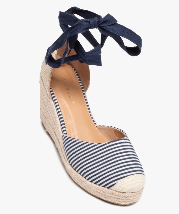 Sandales compensées femme dessus toile à lacets ruban vue5 - SANS MARQUE - GEMO
