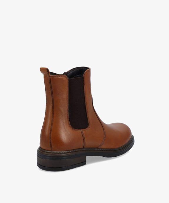 Boots fille style Chelsea unies dessus cuir - Tanéo vue4 - TANEO - GEMO
