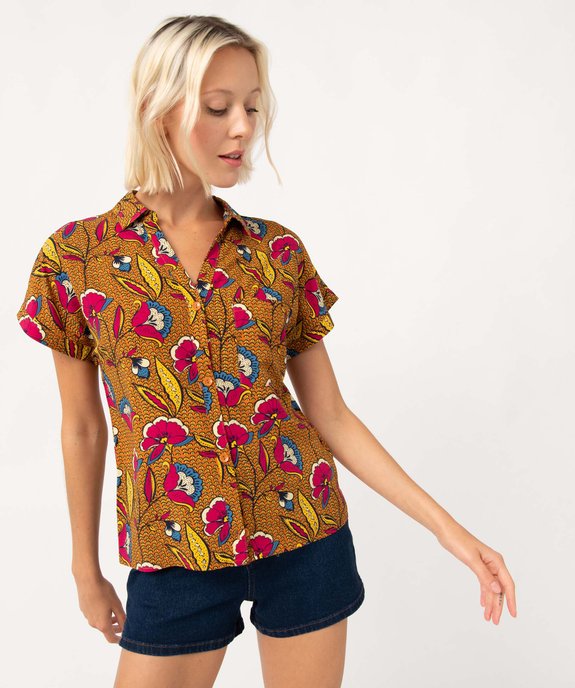 Chemise femme imprimée à manches courtes vue1 - GEMO(FEMME PAP) - GEMO