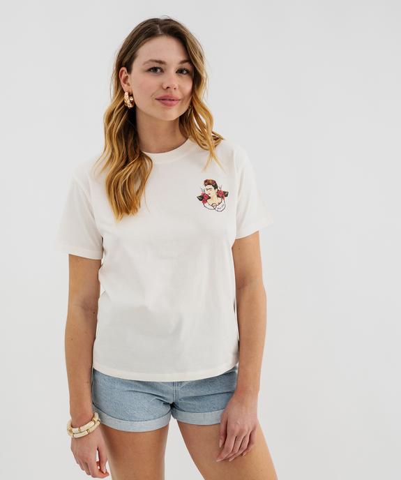 Tee-shirt manches courtes imprimé devant et dos femme - Frida Kahlo vue1 - FRIDA KAHLO - GEMO