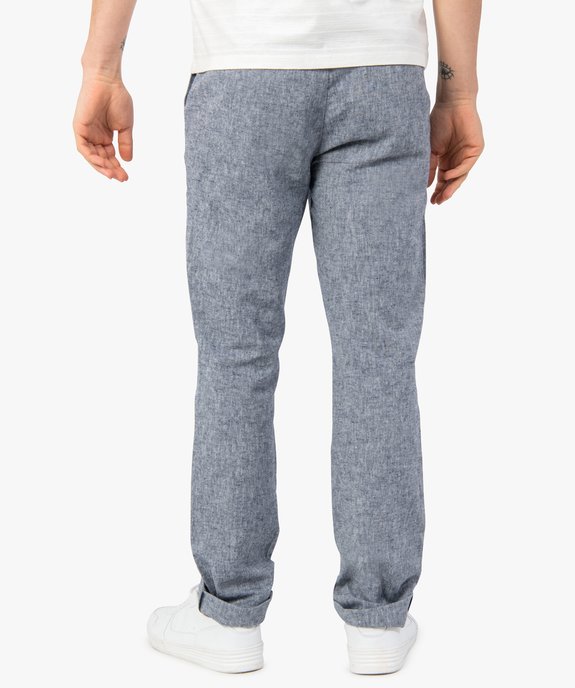 Pantalon homme en lin et coton avec taille ajustable vue3 - GEMO (HOMME) - GEMO