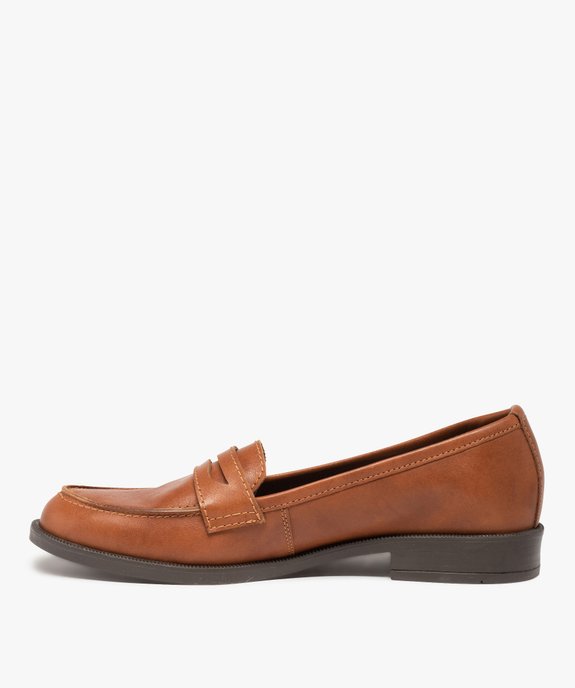 Mocassins femme à talon plat et dessus cuir uni - Tanéo vue3 - TANEO - GEMO