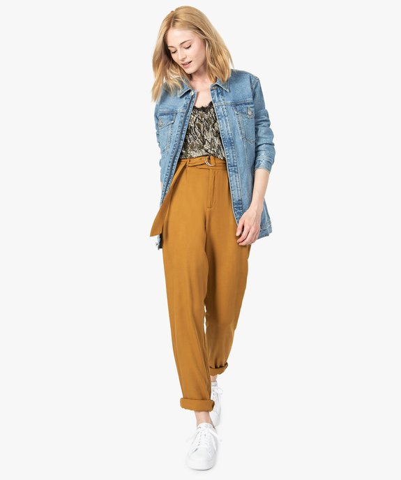 Veste en jean femme coupe longue et fermeture zippée vue5 - FOLLOW ME - GEMO