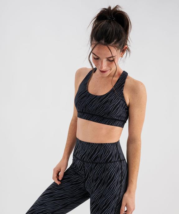 Brassière de sport à bretelles croisées et maintien modéré femme vue2 - GEMO(HOMWR FEM) - GEMO