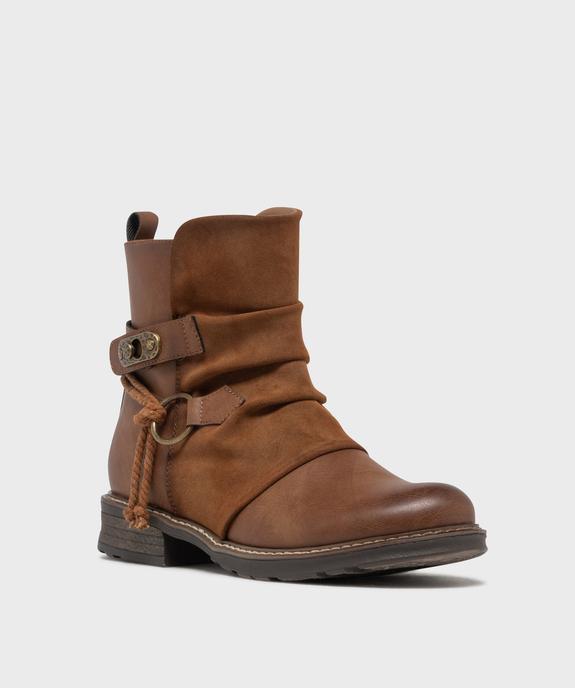 Boots zippées à tige plissée femme vue2 - EMILIA ROSA - GEMO