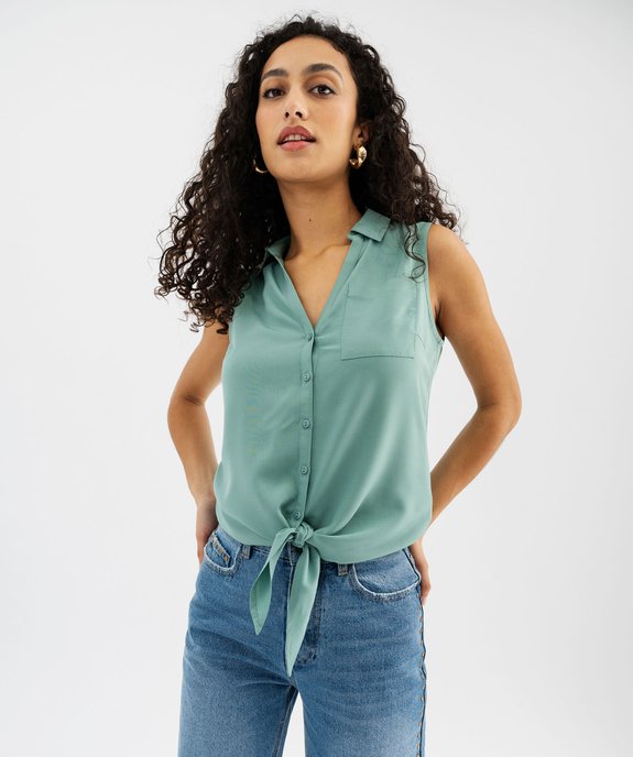 Chemise sans manches imprimée avec nœud dans le bas femme vue2 - GEMO 4G FEMME - GEMO