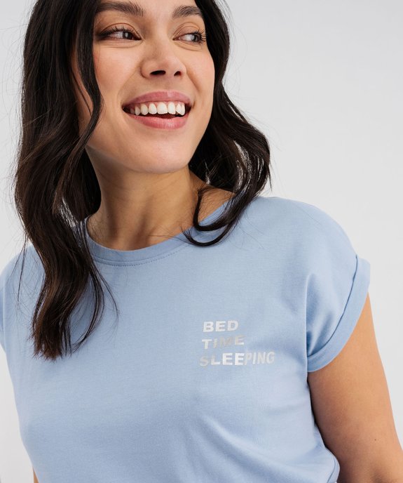 Haut de pyjama forme tee-shirt à manches courtes femme vue2 - GEMO 4G FEMME - GEMO
