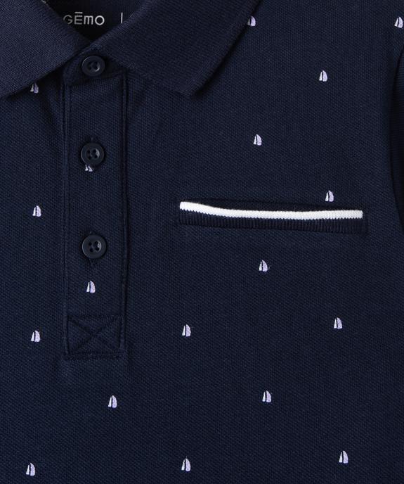 Polo manches courtes en maille piquée à petits motifs garçon vue2 - GEMO 4G GARCON - GEMO