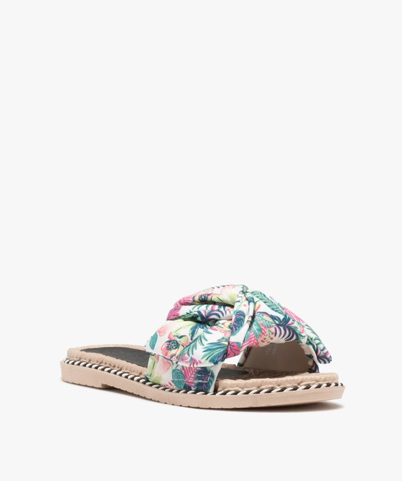 Mules de piscine femme à bandeau en toile imprimée vue2 - GEMO (PLAGE) - GEMO