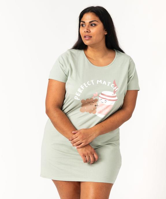 Chemise de nuit à manches courtes avec motifs femme grande taille vue2 - GEMO 4G FEMME - GEMO