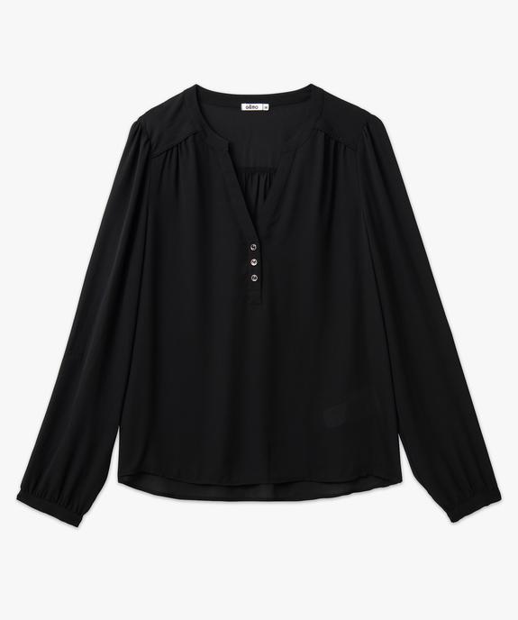 Blouse unie avec col V boutonné femme vue4 - GEMO 4G FEMME - GEMO