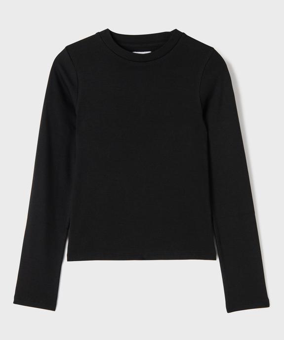 Tee-shirt manches longues uni en maille côtelée fille vue1 - GEMO 4G FILLE - GEMO