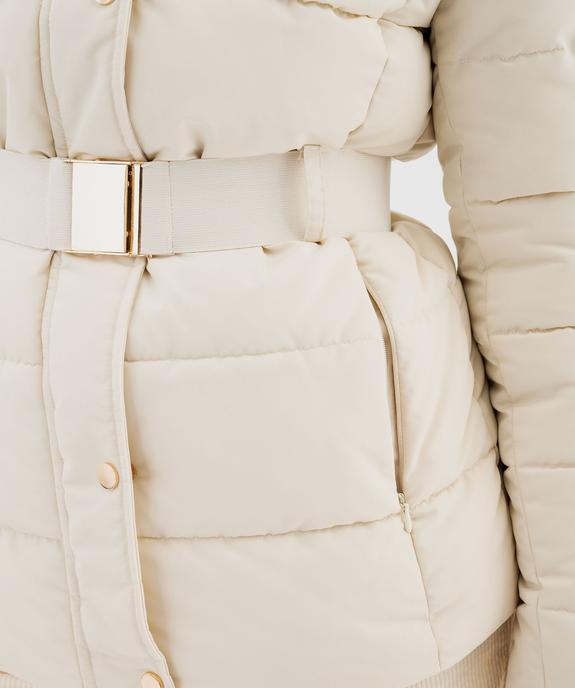 Blouson matelassé avec capuche à bord amovible et ceinture femme vue7 - GEMO(FEMME PAP) - GEMO