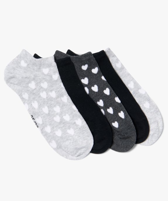 Chaussettes ultra-courtes motifs cœurs fille (lot de 5) vue1 - GEMO 4G FILLE - GEMO