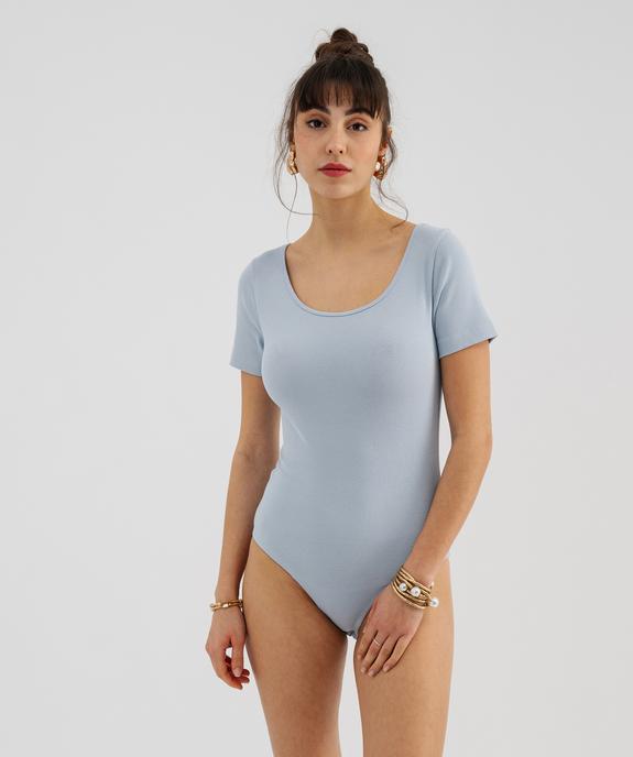 Body à manches courtes en maille côtelée femme vue4 - GEMO 4G FEMME - GEMO