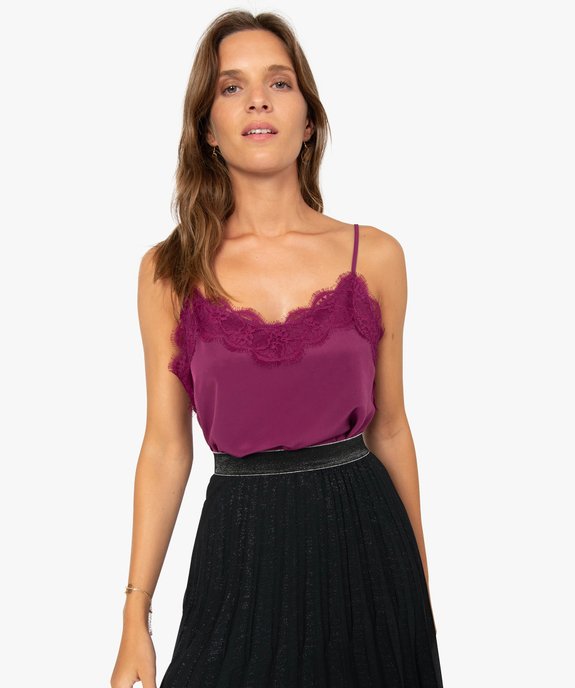 Blouse femme à fines bretelles et empiècements dentelle vue1 - GEMO(FEMME PAP) - GEMO