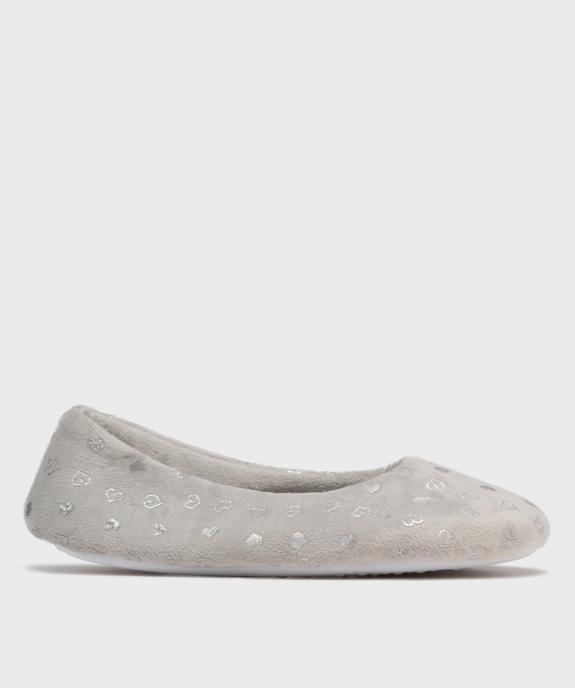 Chaussons ballerines en velours motifs coeurs femme vue1 - GEMO(HOMWR FEM) - GEMO