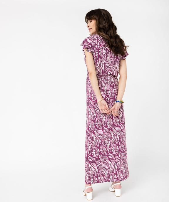 Robe longue à col cache-cœur et manches courtes volantées femme vue3 - GEMO 4G MATERN - GEMO