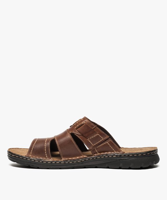 Sandales homme avec larges brides et talon ouvert vue3 - GEMO (CASUAL) - GEMO