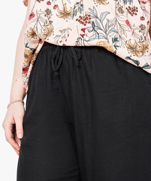 Pantalon droit en lin à taille élastiquée vue2 - GEMO (G TAILLE) - GEMO