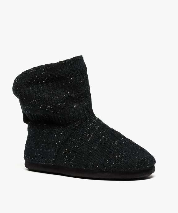 Chaussons femme boots en maille tricotée et doublure douce vue2 - GEMO(HOMWR FEM) - GEMO