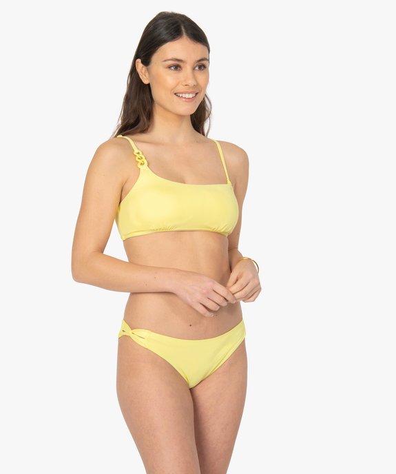 Bas de maillot de bain femme uni avec liens croisés vue3 - GEMO (PLAGE) - GEMO