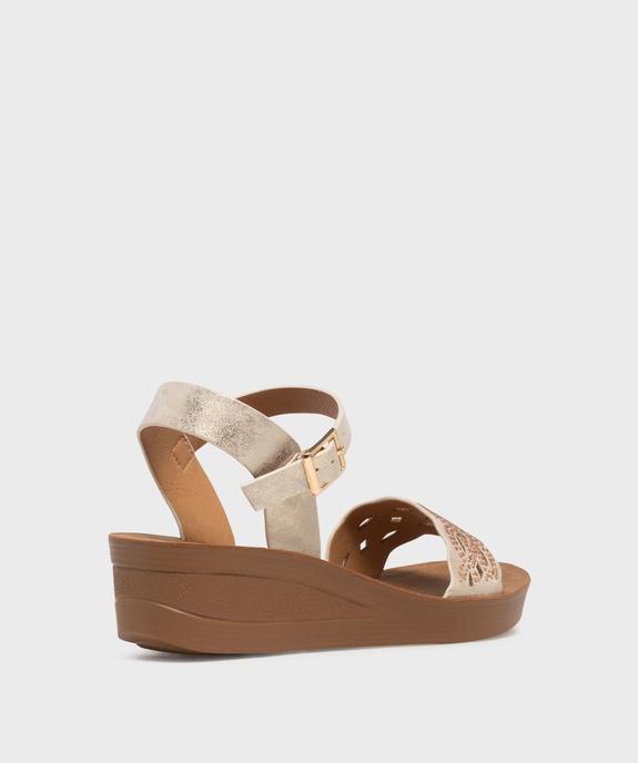 Sandales à talon compensée et bride ajourée à strass femme vue4 - VALENTINA BALDA - GEMO