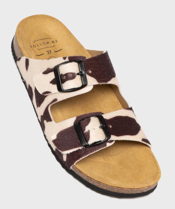 Mules à semelle intérieure cuir et motif pelage vache femme - Follow Me vue5 - FOLLOW ME - GEMO