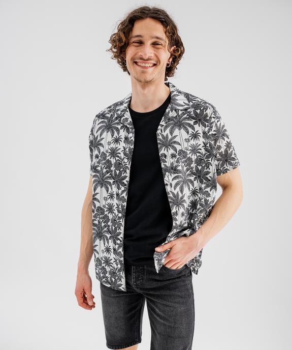 Chemise manches courtes en coton imprimé tropical homme vue1 - GEMO 4G HOMME - GEMO