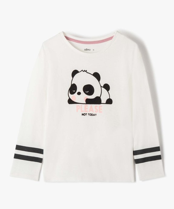 Tee-shirt fille à manches longues motif animal en velours vue2 - GEMO (ENFANT) - GEMO