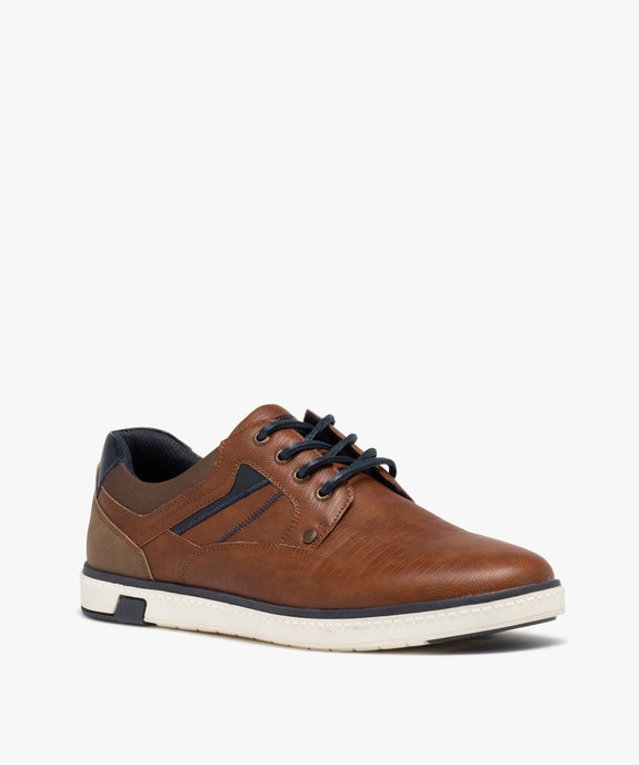 Derbies style tennis à semelle contrastée homme vue3 - GEMO (CASUAL) - GEMO