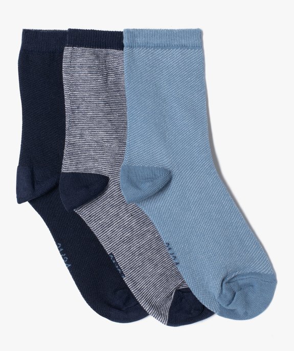 Chaussettes tige haute en coton piqué garçon (lot de 3) vue1 - GEMO (ENFANT) - GEMO